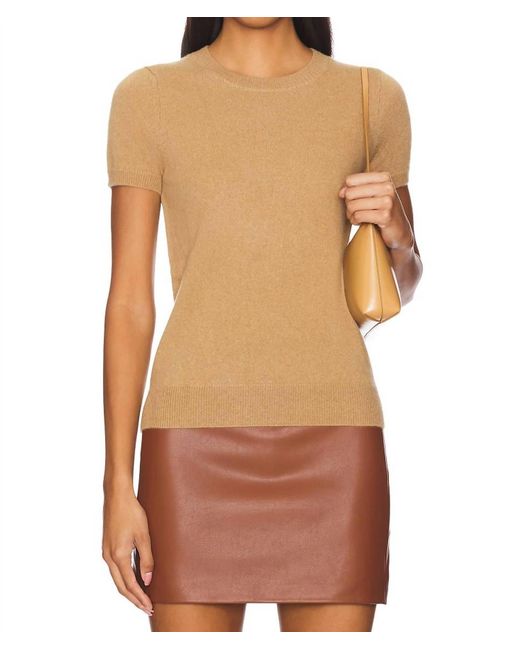 Enza Costa Brown Cashmere Short Sleeves Crew Top