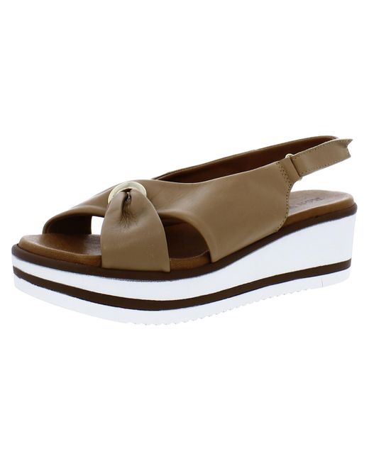 Ron White Brown Open Toe Slingback Wedge Sandals
