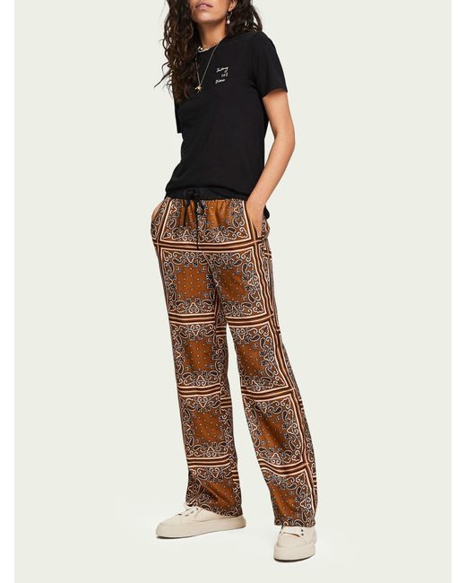 Soda Denim Wide Leg Bandana Print Pants 