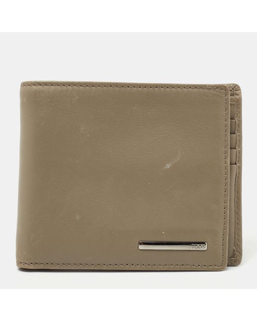 Tod's Natural Olive Leather Bifold Wallet for men