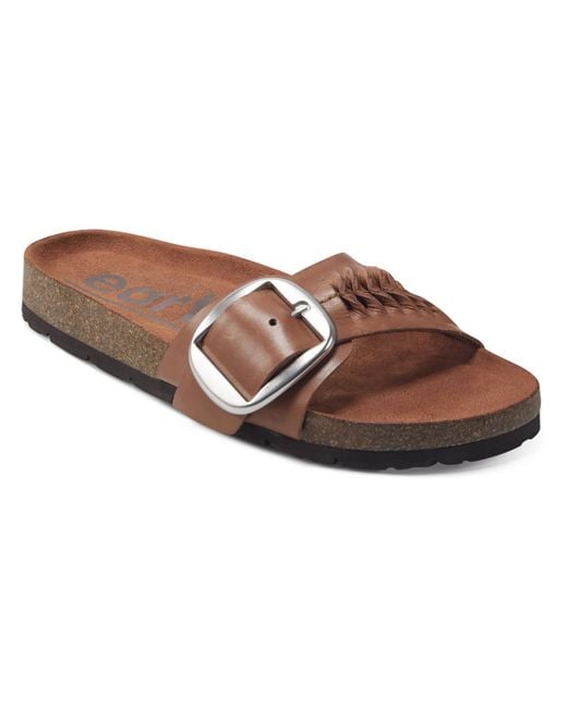 Earth Brown Albina Casual Faux Leather Flatform Sandals