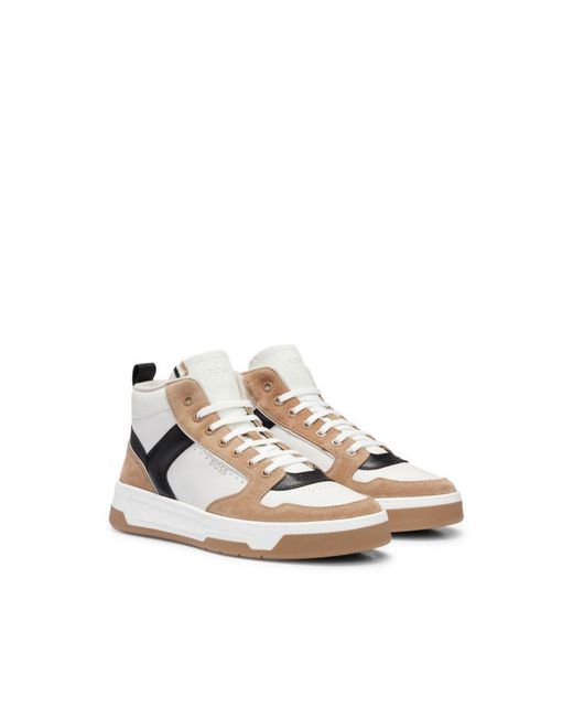 BOSS by HUGO BOSS High-top Trainers in Natural for Men | Lyst