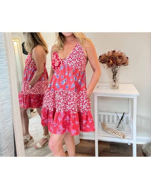 PAANI Pink Short Patchwork Print Dress