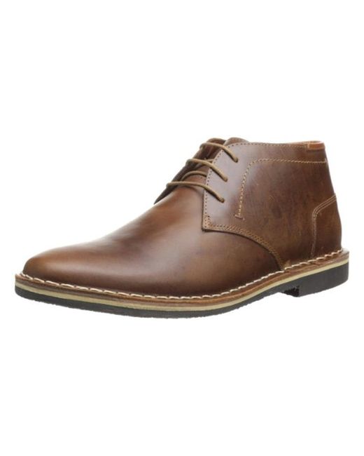 Steve Madden Brown Harken Leather Plain Toe Chukka Boots for men