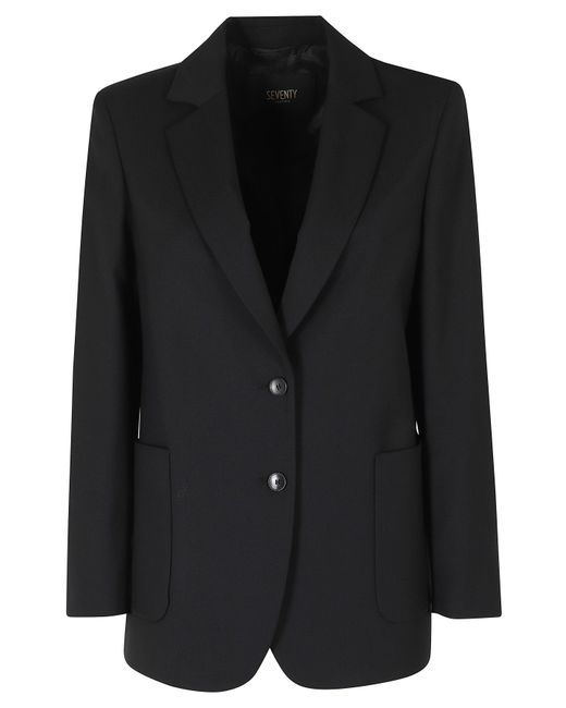Seventy Black Single-Breasted Back Vent Polyester-Blend Jacket