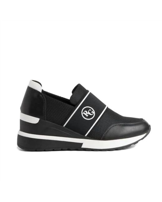 Exe' Black Slip On Wedge Sneaker