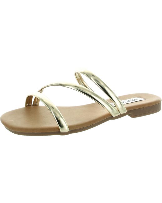 Steve Madden Metallic Lady Strappy Faux Leather Slide Sandals