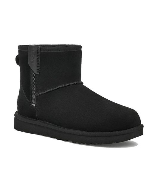 Ugg Black Classic Mini Bailey 1151230-Blk 5 Suede Wool Zip Boots Khd1928