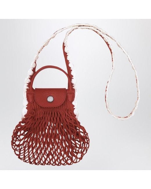 Longchamp Red Xs La Pliage Mesh Bag