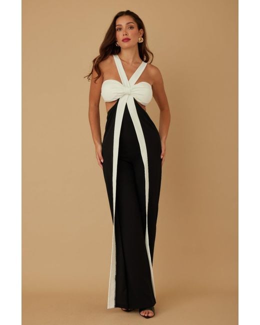 TRUEDAMES Women's Natural X Ribbon Open Jumpsuit