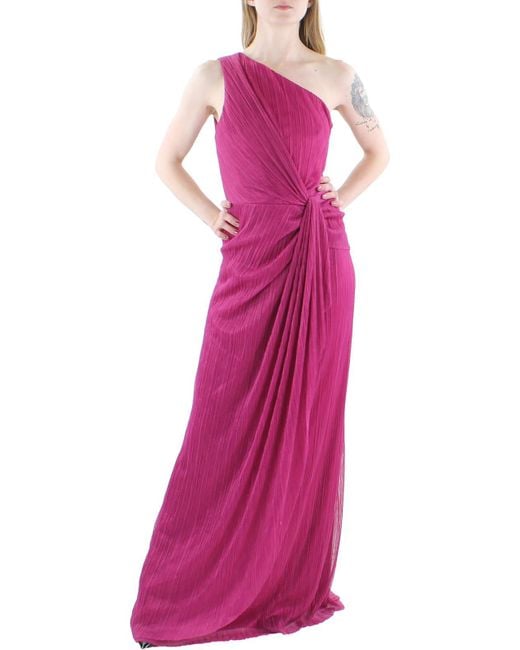 Adrianna Papell Pink Stardust Metallic Long Evening Dress