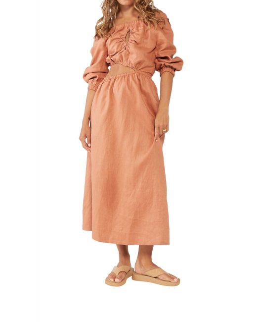 SOVERE Brown Entice Reversible Midi Dress