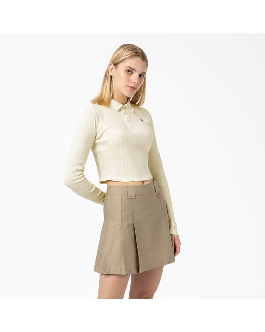 Dickies Natural Tallasee Long Sleeve Cropped Polo