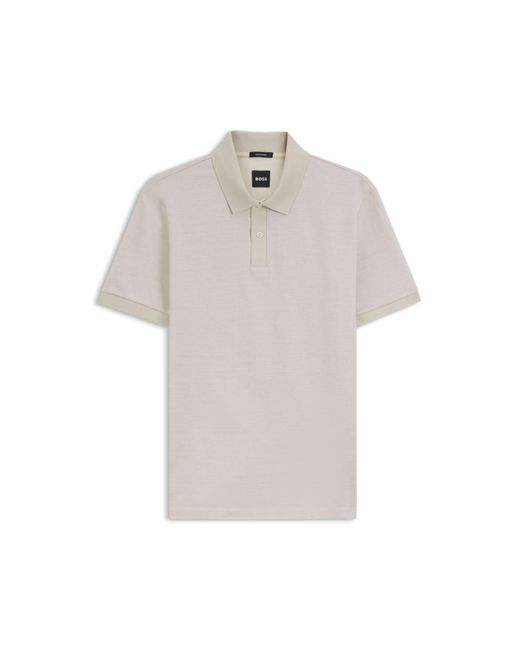 Boss Natural Mercerized-Cotton Polo Shirt With Micro Pattern for men