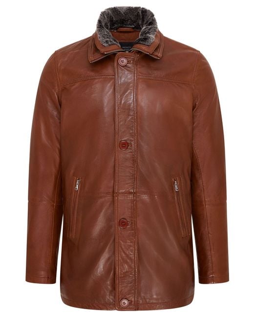 Infinity Leather Mid-Length Warm Leather Trench Coat in Brown for Men ...