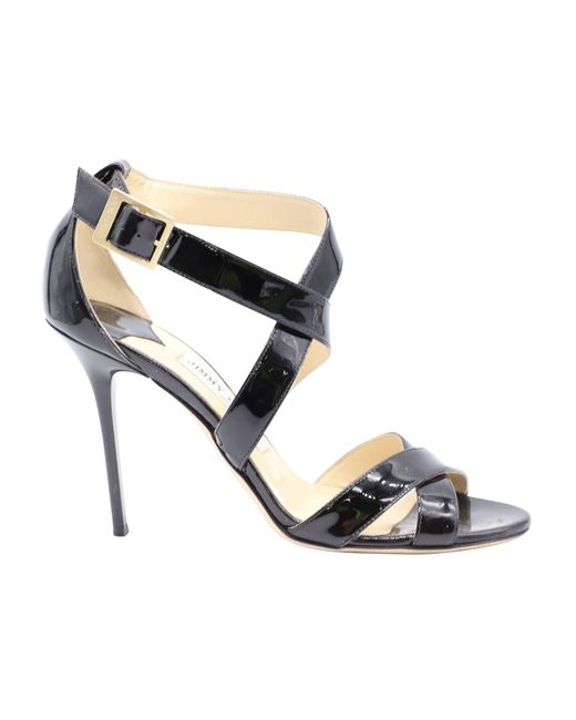 Jimmy Choo Metallic Patent Leather Strappy Stiletto Sandals