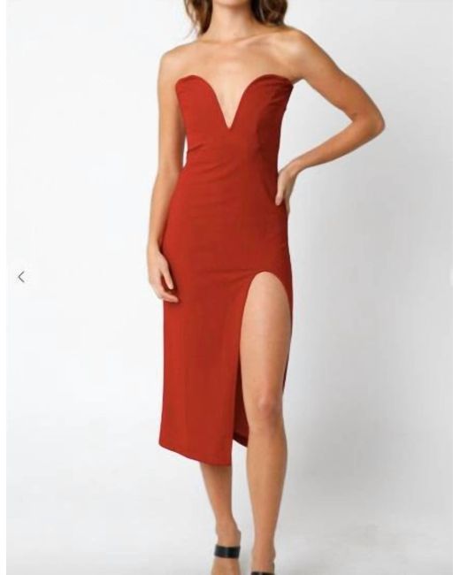 Olivaceous Red Valerie Midi Dress
