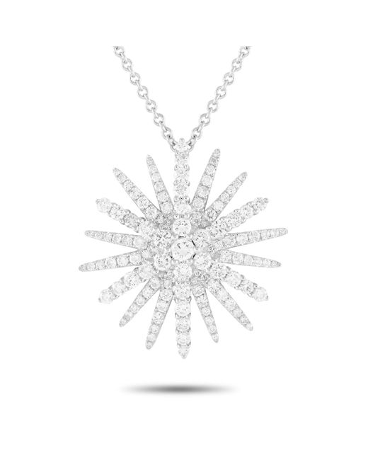 Non-Branded White Lb Exclusive 18k Gold 2.30ct Diamond Sunburst Necklace Ank-17782