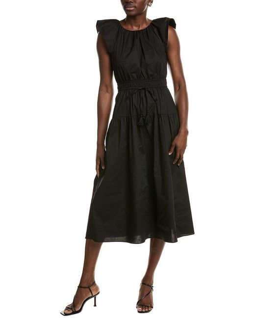 Maggy London Black Tiered Midi Dress