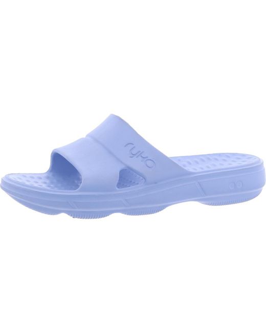 Ryka Blue Solid Rubber Slide Sandals
