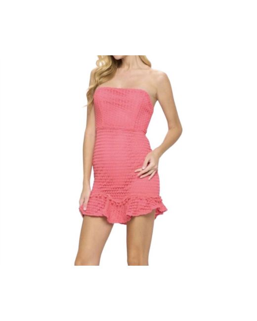 One And Only Collective Pink Bodycon Strapless Texture Mini Dress