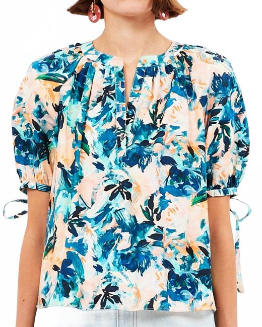 Ulla Johnson Blue Vienne Tie Cuffs Blouse