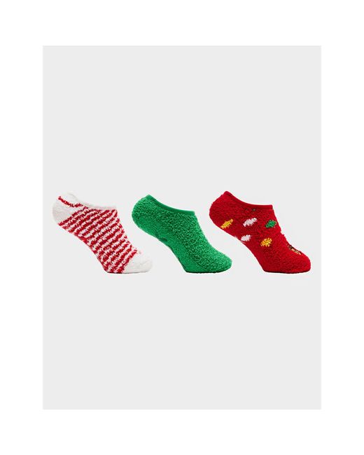Betsey Johnson Red Reindeer Slipper Sock Three Pack