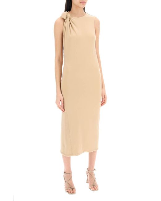 Sportmax Natural Midi Nuble Dress With Knot