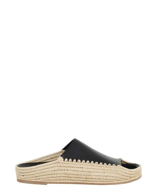 Paloma Barceló Brown Leo Ecru/ Raffia And Leather Slipper