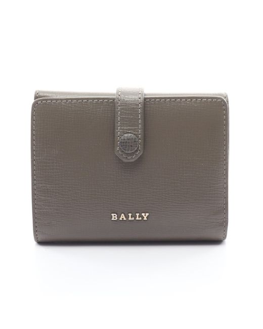 Bally Gray Bi-fold Wallet Leather Beige