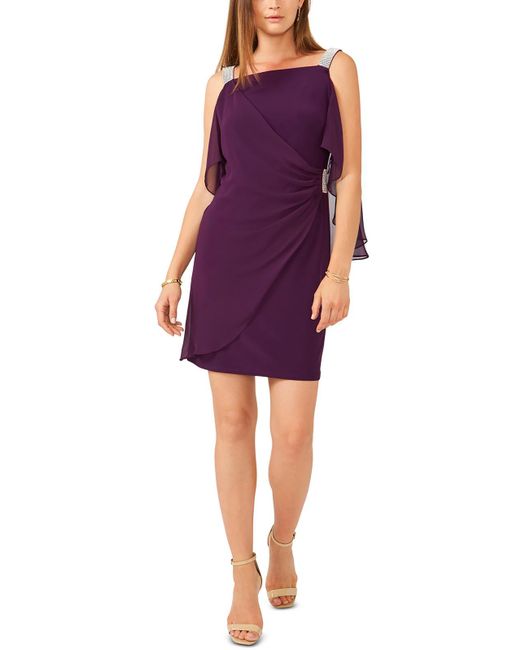 Msk Purple Embellished Mini Cocktail And Party Dress