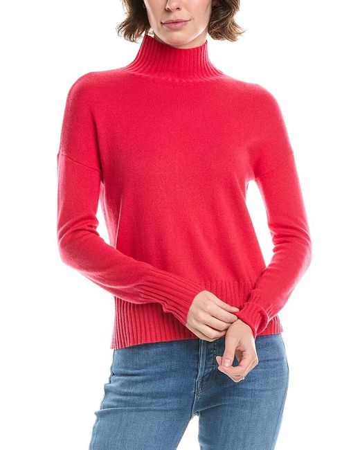 Forte Women's Red Funnel Neck Cashmere Sweater