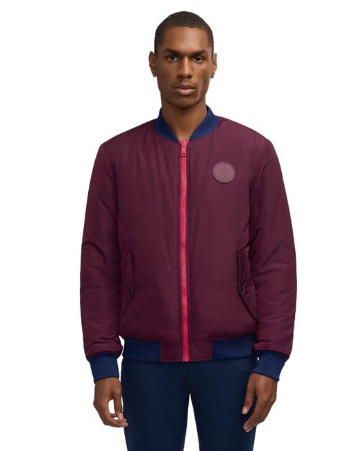 Scotch & Soda Purple Evlon Reversible Varsity Bomber Jacket for men