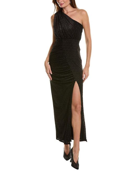 Robe En Velours Burnout Imprimé Abstrait Taylor - Manches Longues - Taille 2 - Noire - Neuf Avec étiquettes