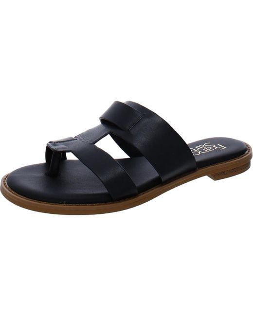 Franco Sarto Blue Gretta Leather Thong Slide Sandals