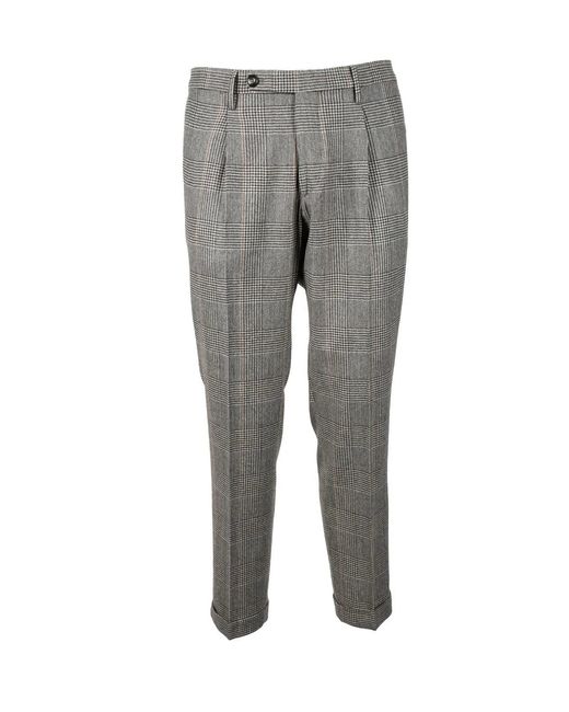 Michael Coal Gray Structured Trousers With Classic Checkered Pattern for men