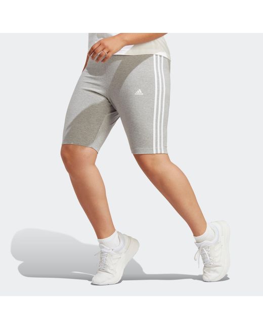 Adidas Gray Essentials 3-stripes Bike Shorts (plus Size)