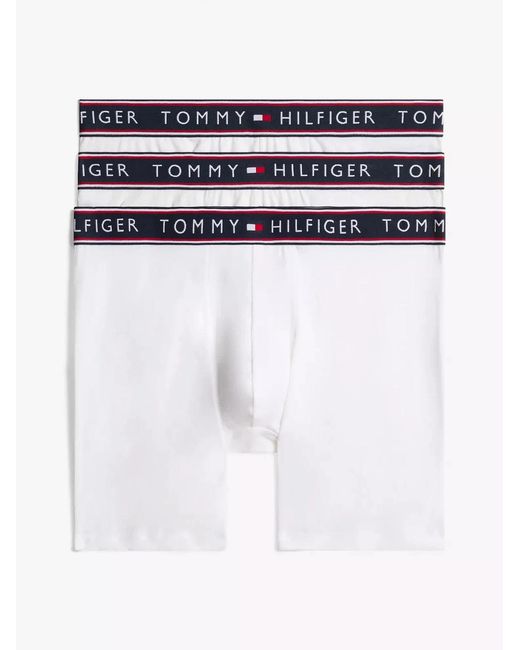 Tommy Hilfiger White Underwear Elastic Waist Boxer Brief 3-Pack Gbo887 for men