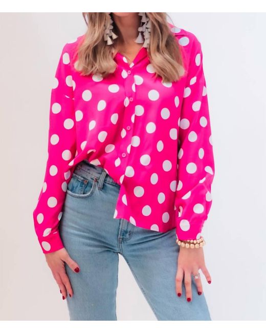 Jess Lea Pink Dottie Button-Down Top