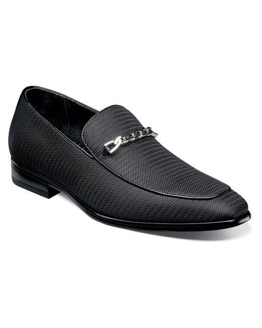 Stacy Adams Black Tazio Chain Leather Loafers for men