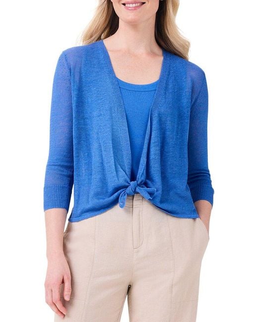 NIC+ZOE Blue 4-Way Linen-Blend Cardigan