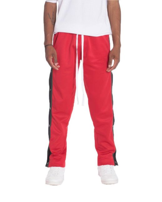 TRUEDAMES Red Snap Button Track Pants for men
