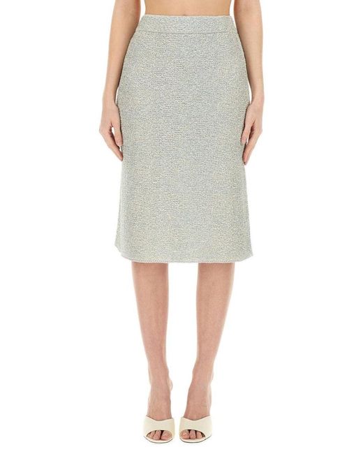 Fabiana Filippi Gray Textured Tweed Midi Skirt