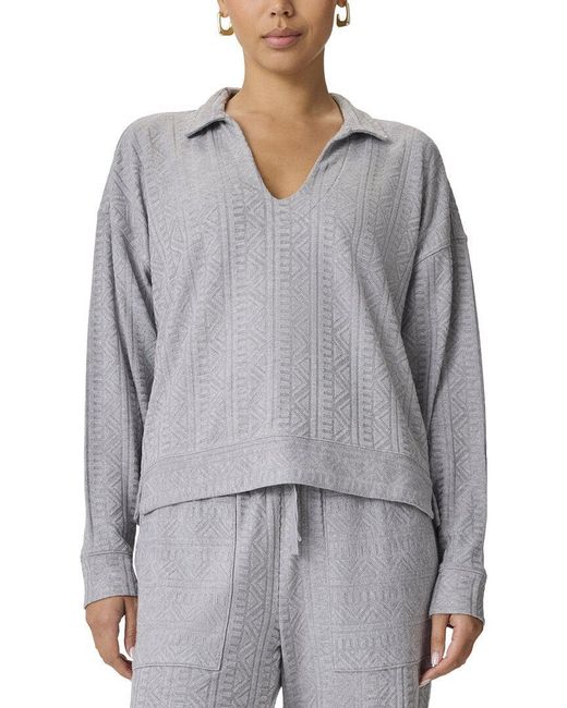 Splendid Top Splendid Polo Top in Gray | Lyst