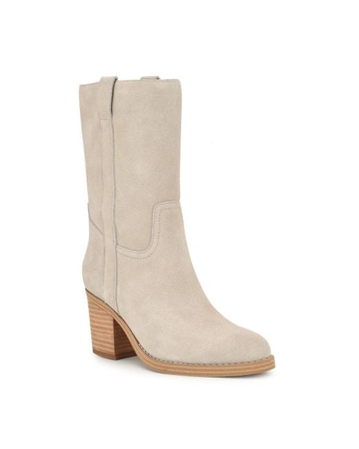 Nine West White Hess Boots Light Almond Toe Block Heel Ver609