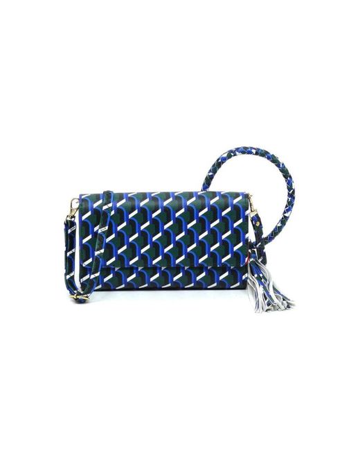 Fashnzfab Blue Sl Monogram Cuff Handle Clutch Crossbody Bag
