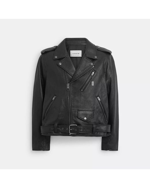 COACH Leather Moto Jacket in Black for Men | Lyst