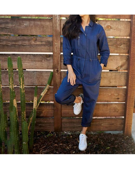 Outerknown Blue Station Cinched Jumpsuit