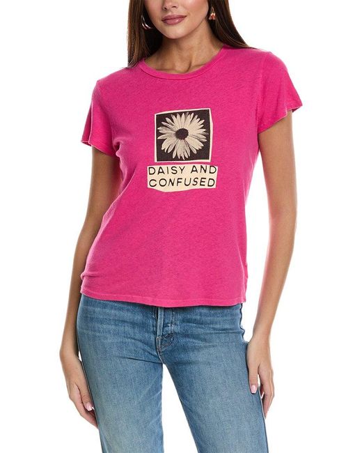 Mother Pink Denim The Lil Sinful Linen-blend T-shirt