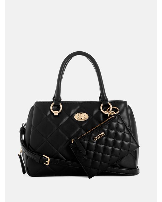 Guess Factory Stars Hollow Quilted Satchel in Black Lyst
